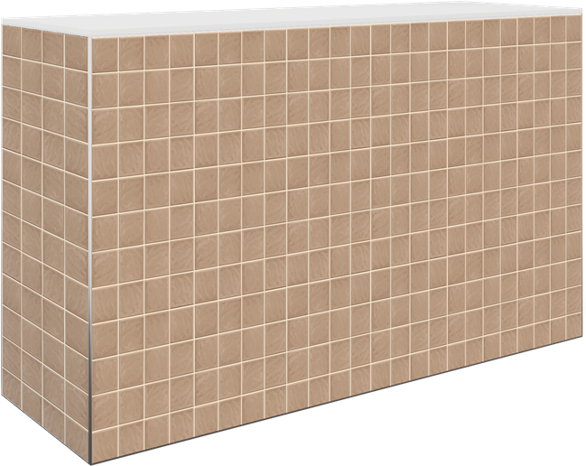 Art Series Service Bar Counter - Textured Square Tile Vanilla - White Top - 60 x 180 x 110cm H